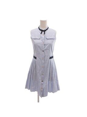Gucci Dress Kids Girls Collared Sleeveless Pleats Light Blue 12
